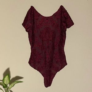 Burgundy lace bodysuit
